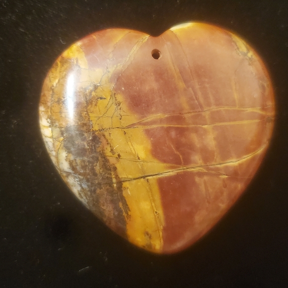 New Hand Carved Picasso Jasper Heart Shaped Pendant. - Picture 4 of 11